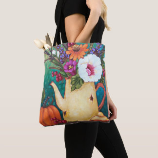 "Fall Floral Arrangement" 16"x16" Tote Bag