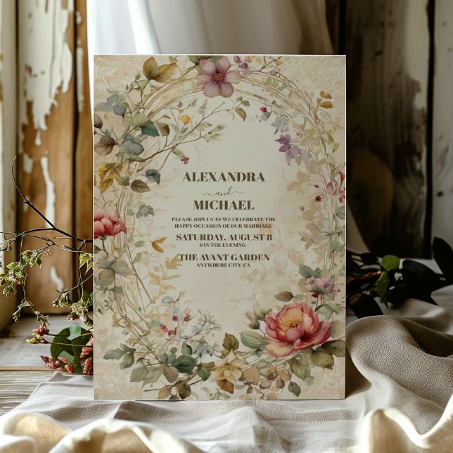Fall Floral Art Nouveau  Wedding  Invitation (Creator Uploaded)