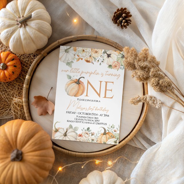 Fall Floral Autumn Baby Girl Party Invite (Creator Uploaded)