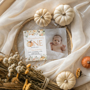 Fall Floral Autumn Baby Girl Photo Invite