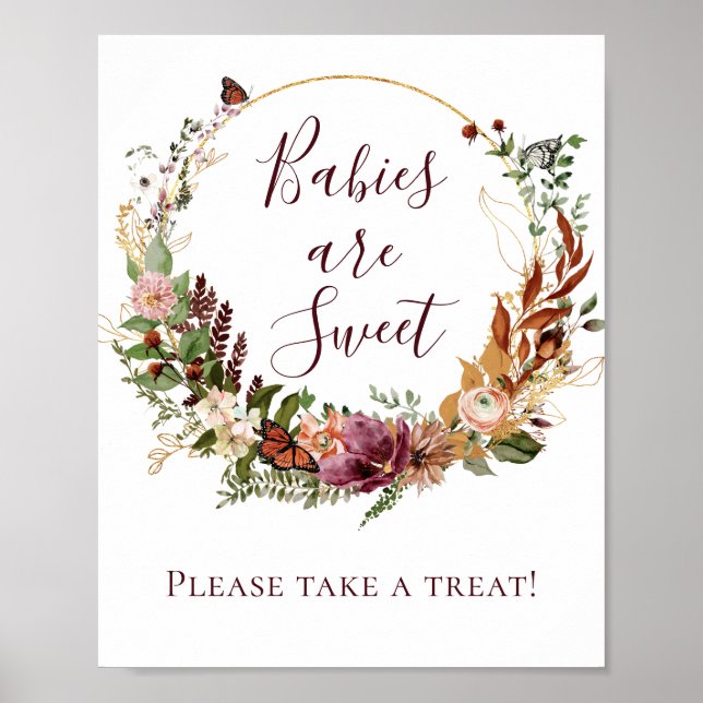 Fall Floral Babies are Sweet Baby Shower Poster (Front)