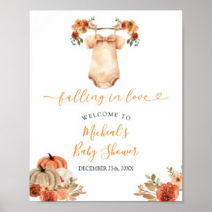 Fall Floral Baby Clothes Baby Shower Welcome Poster