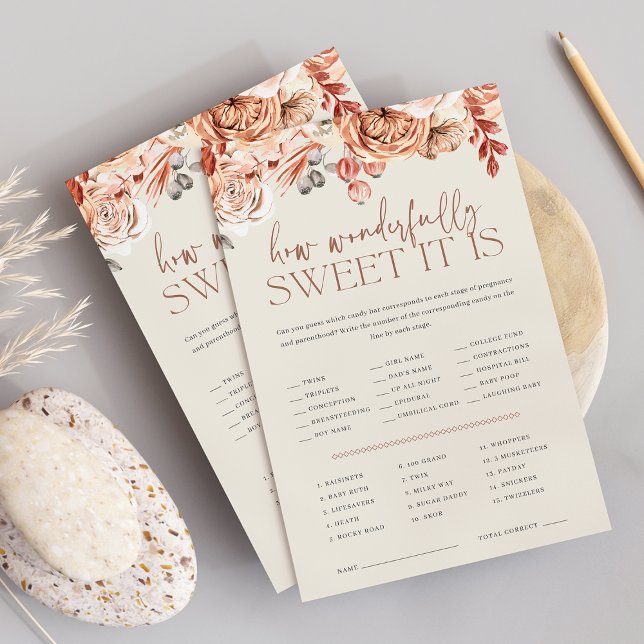 Fall Floral Baby Shower Candy Guessing Game Sheet (Creator Uploaded)