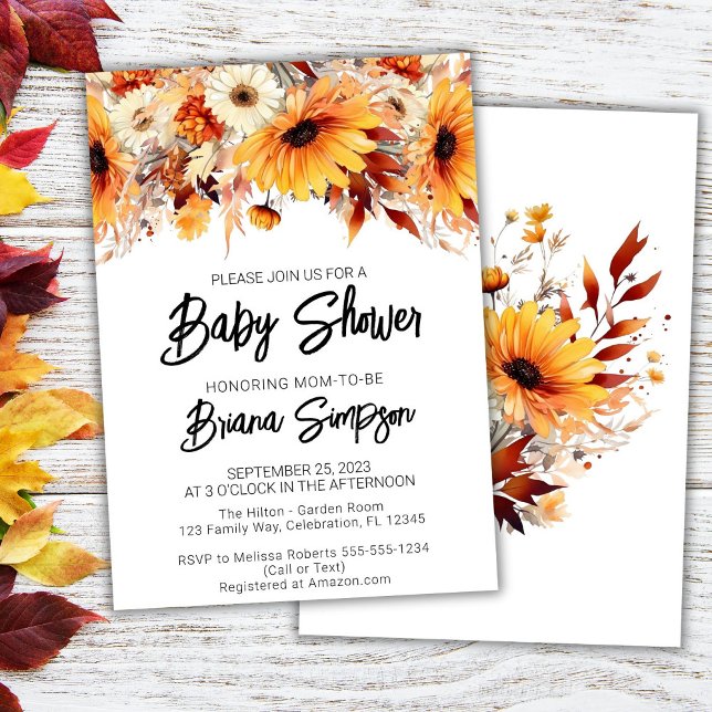 Fall Floral Baby Shower Invitation (Creator Uploaded)