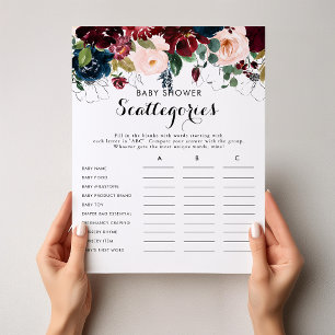 Fall Floral Baby Shower Scattegories Game 