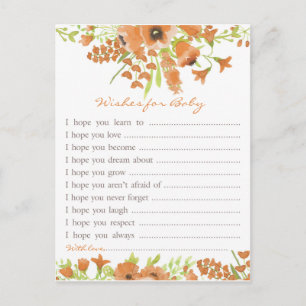 Fall Floral Baby Shower Wishes for Baby Invitation Postcard