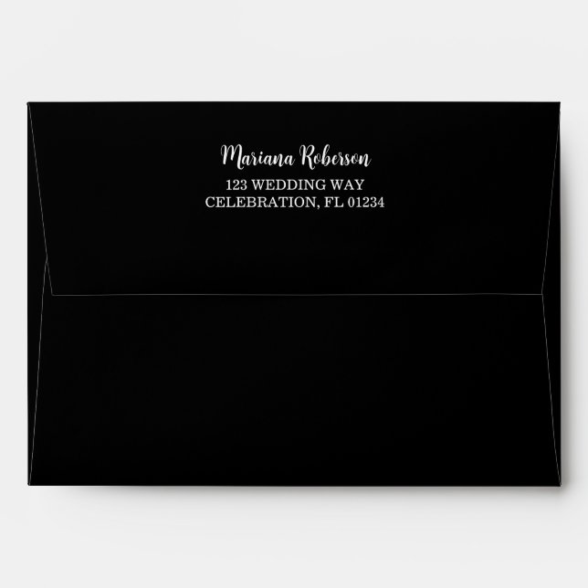 Fall Floral Black Wedding Envelope (Back (Top Flap))