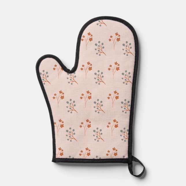 Fall Floral Boho Elegant Oven Mitt (Front)