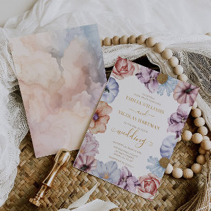 Fall Floral Boho Elegant Wedding Invitation