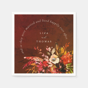 Fall Floral Boho Rustic Happily Ever After Wedding Napkin