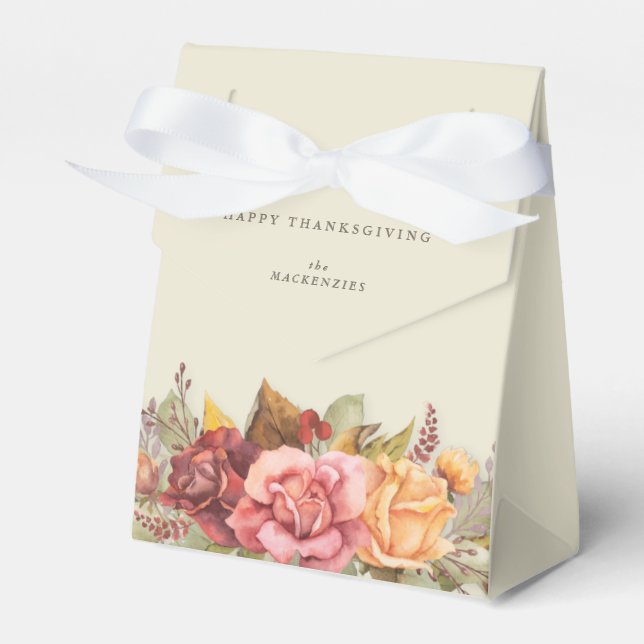 Fall Floral Border Thanksgiving Favour Box (Front Side)