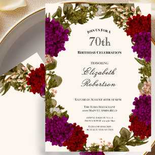 Fall Floral Border Womens 70th Birthday Invitation