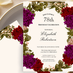 Fall Floral Border Womens 78th Birthday Invitation