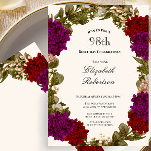 Fall Floral Border Womens 98th Birthday Invitation