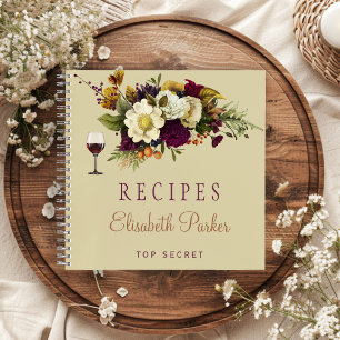 Fall floral botanical personalised recipe book