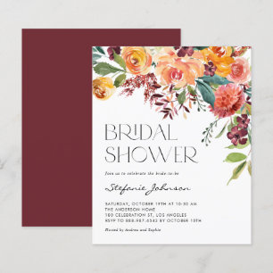 Fall Floral Bouquet Bridal Shower Invitation
