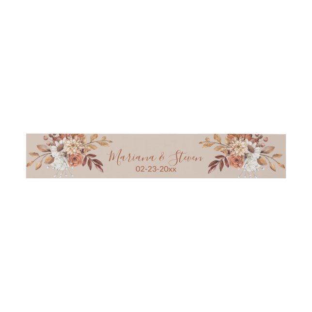 Fall Floral Bouquet on Taupe Invitation Belly Band (Flat)