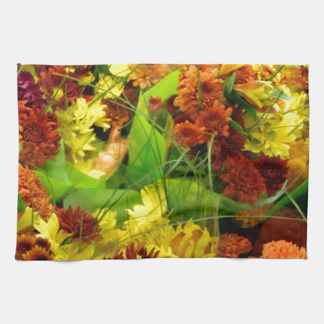 Fall Floral Bouquets Tea Towel (Horizontal)