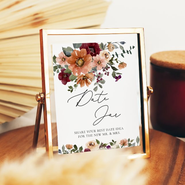 Fall Floral Bridal Date Night Ideas Date Jar Poster (Creator Uploaded)