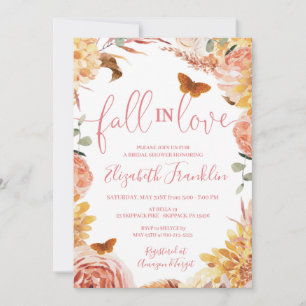 Fall Floral Bridal Shower Autumn Fall in Love  Inv Invitation
