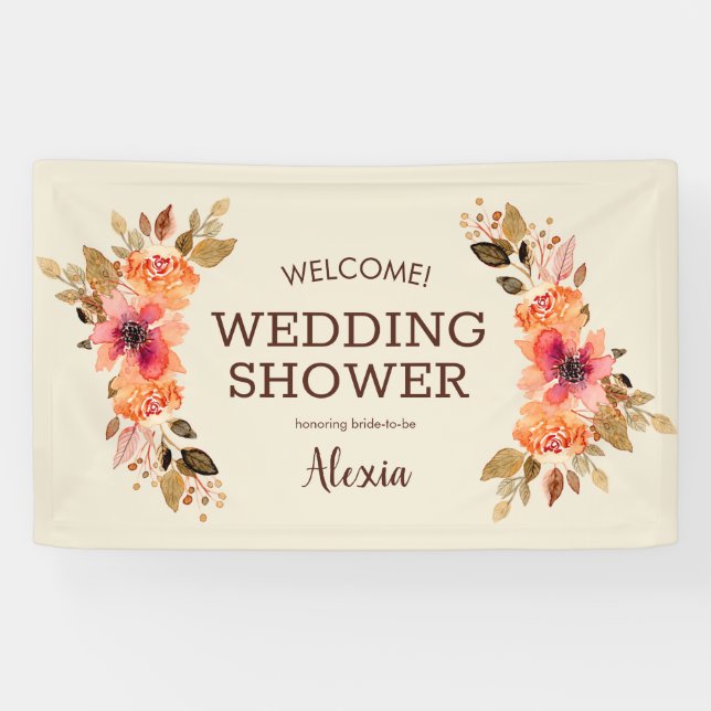 Fall Floral Bridal Shower Backdrop Banner (Horizontal)
