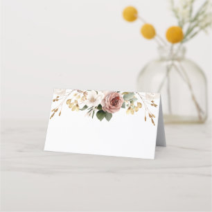 Fall Floral Bridal Shower Blush & Gold Place Card