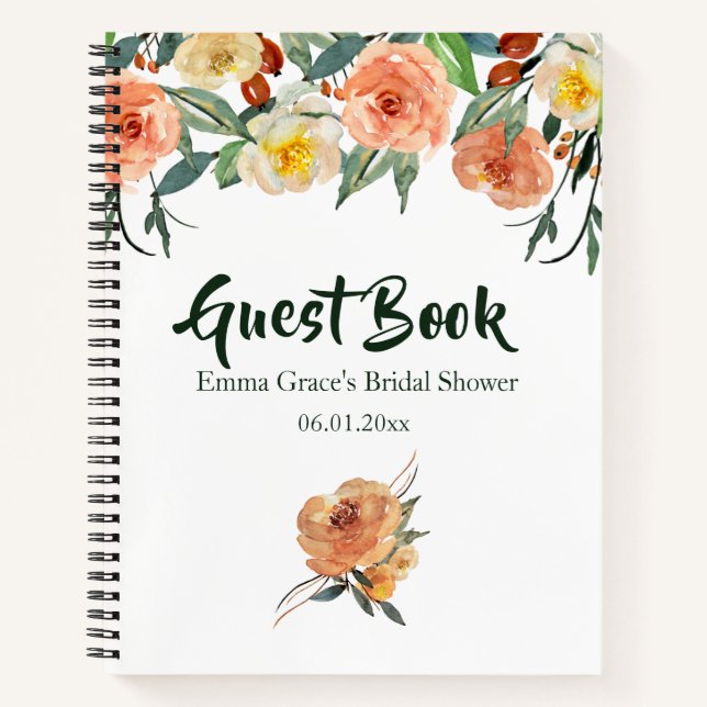 Fall Floral Bridal Shower Guest Book (Front)