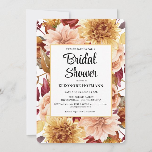 Fall Floral Bridal Shower Invitation (Front)