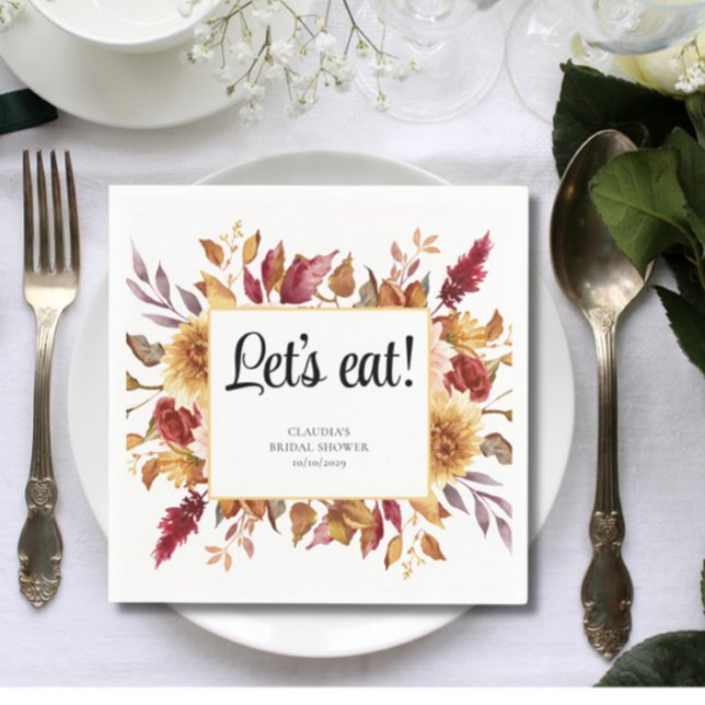 Fall Floral Bridal Shower  Napkin (Creator Uploaded)