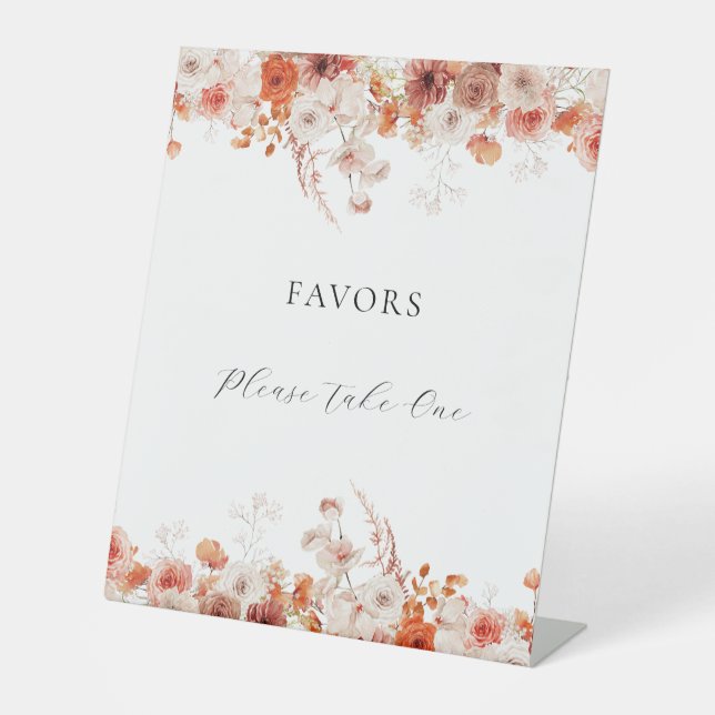 Fall Floral Bridal Shower Pedestal Sign (Front)