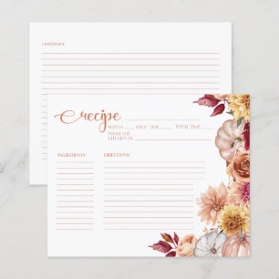 Fall Floral Bridal Shower Recipe Card