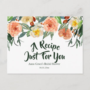 Fall Floral Bridal Shower Recipe Invitation Postcard
