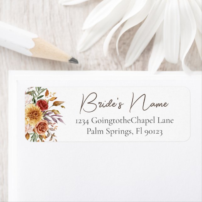 Fall Floral Bridal Shower Return Address (Insitu)