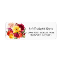 Fall Floral Bridal Shower Return Address
