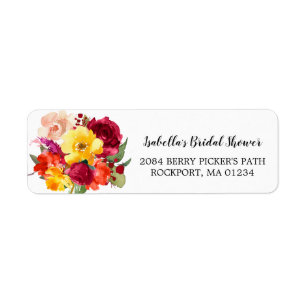 Fall Floral Bridal Shower Return Address