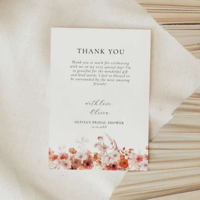 Fall Floral Bridal Shower Thank You Card (Creator Uploaded)