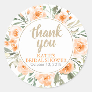 Fall Floral Bridal Shower Thank You Sticker