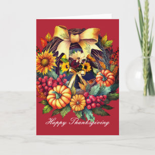 Fall Floral Card, 5" x 7" Folded Thanksgiving Card