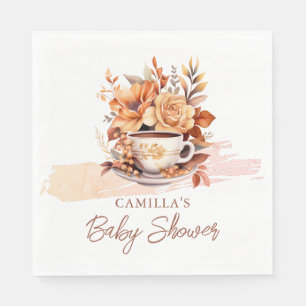 Fall Floral Cottage Core Teacup Baby Tea Shower Napkin