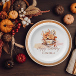 Fall Floral Cottage Core Teacup Birthday Tea Party Paper Plate<br><div class="desc">Immerse yourself in the cosy elegance of autumn with our "Fall Floral Cottage Core Teacup Birthday Tea Party" design collection. This charming illustration features a delicate white teacup adorned with a graceful leaf pattern, gracefully resting on a matching saucer. Surrounding this centerpiece is a vibrant fall bouquet, bursting with apricot...</div>