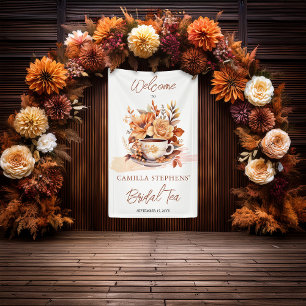 Fall Floral Cottage Core Teacup Bridal Tea Shower Banner