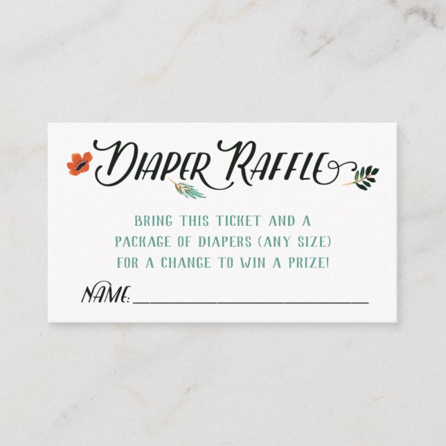 Fall Floral Diaper Raffle Card (Front)