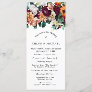 Fall Floral DIY Wedding Program Programme