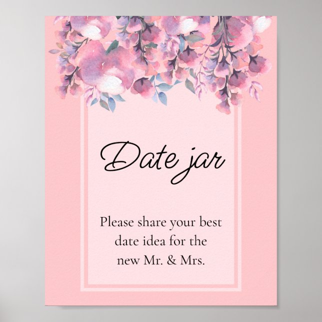 Fall Floral Dusty Rose date jar bridal shower   Poster (Front)