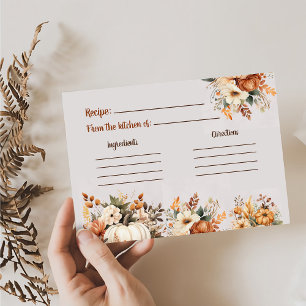 Fall Floral Elegant Bridal Shower Recipe Card