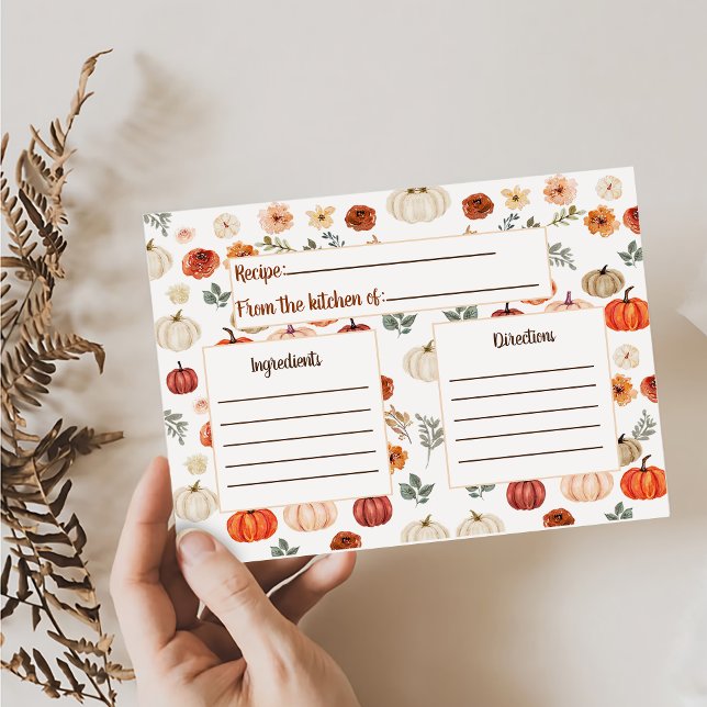 Fall Floral Elegant Bridal Shower Recipe Card (Creator Uploaded)