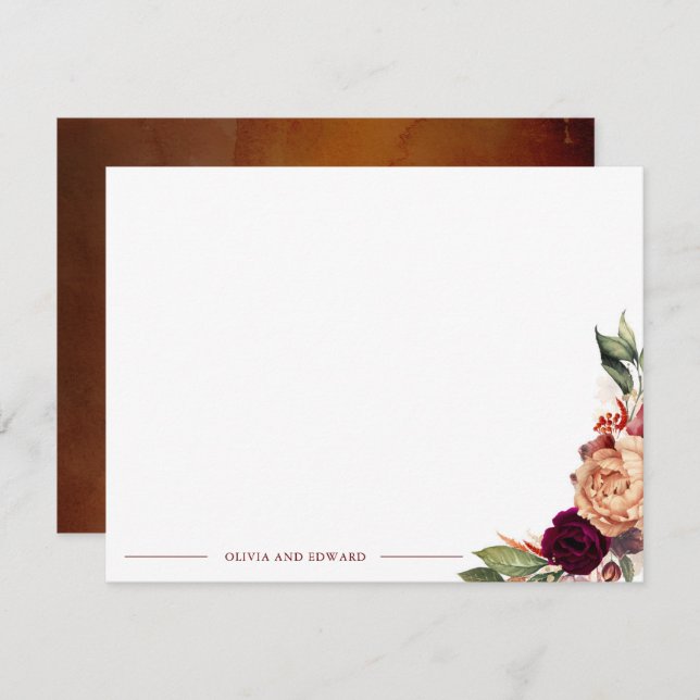 Fall Floral Elegant Full Name or Couple's Names Card (Front/Back)