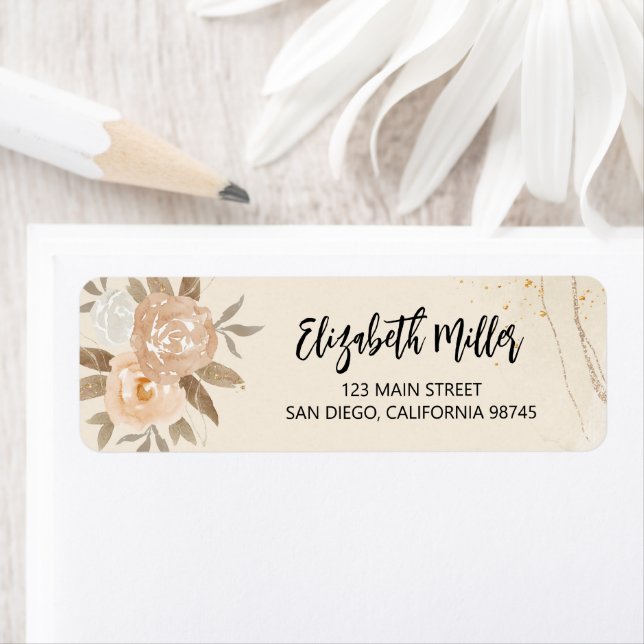Fall Floral Elegant Wedding Return Address (Insitu)