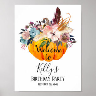 fall floral, fall party, pumpkin welcome sign