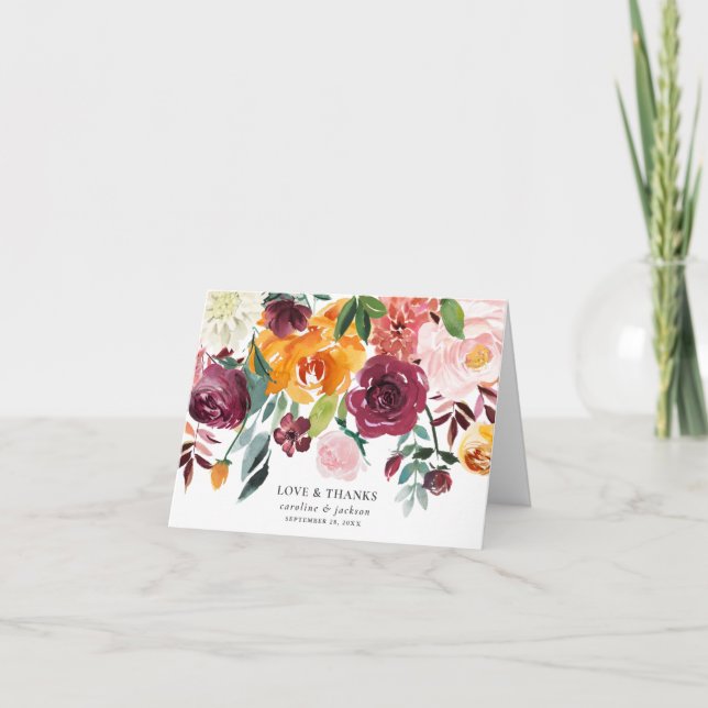 Fall Floral Folded Thank You Card (Front)